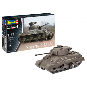 KIT PARA MONTAR REVELL TANQUE DE GUERRA SHERMAN M4A1 1/72 86 PEÇAS REV 03290